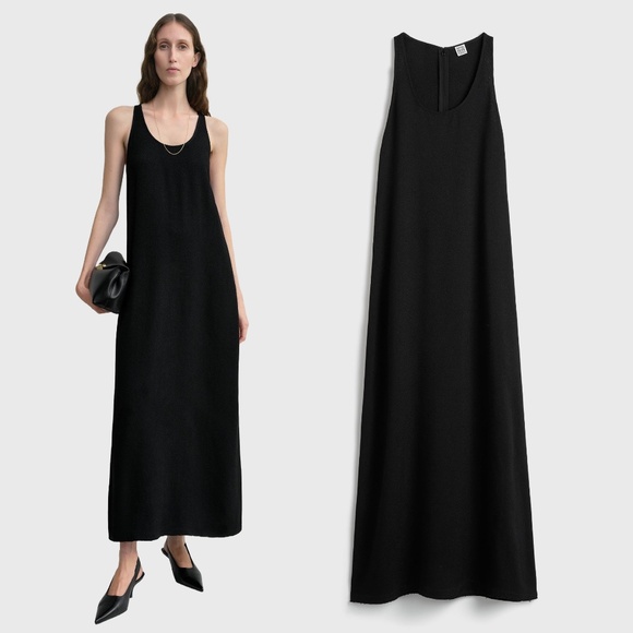 TOTEME Scoop Neck Sable Dress in Black Size 40 - Picture 1 of 4